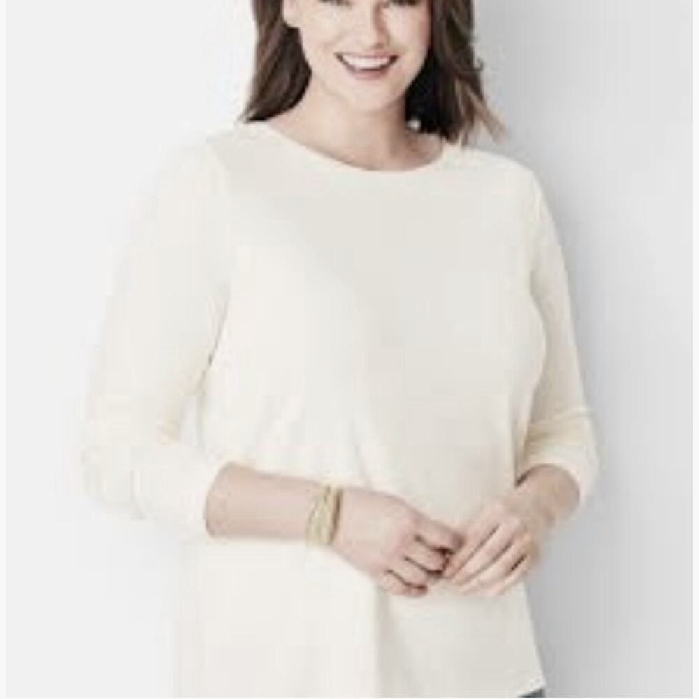 Women's Plus Size White Talbots Tee 100% Pima Cotton Size 2X 3/4 Sleeve